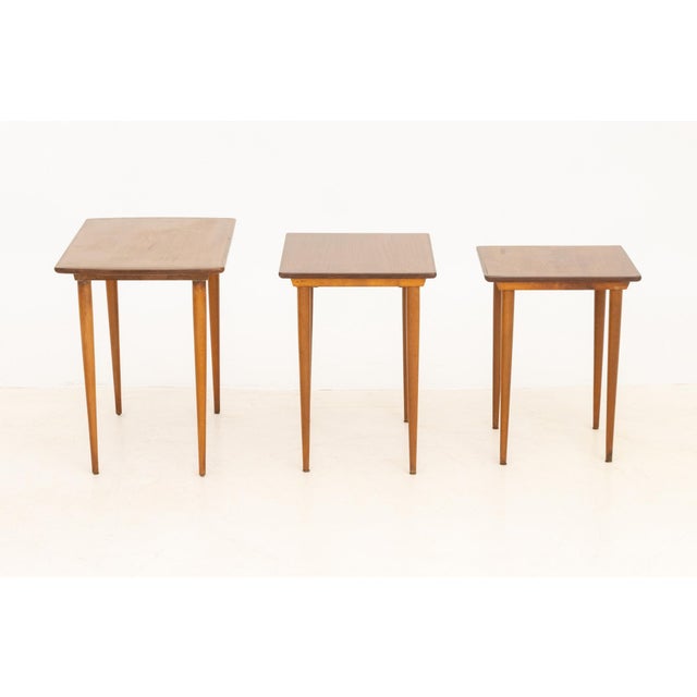 Modern Walnut Nesting Tables, 3 For Sale - Image 9 of 9