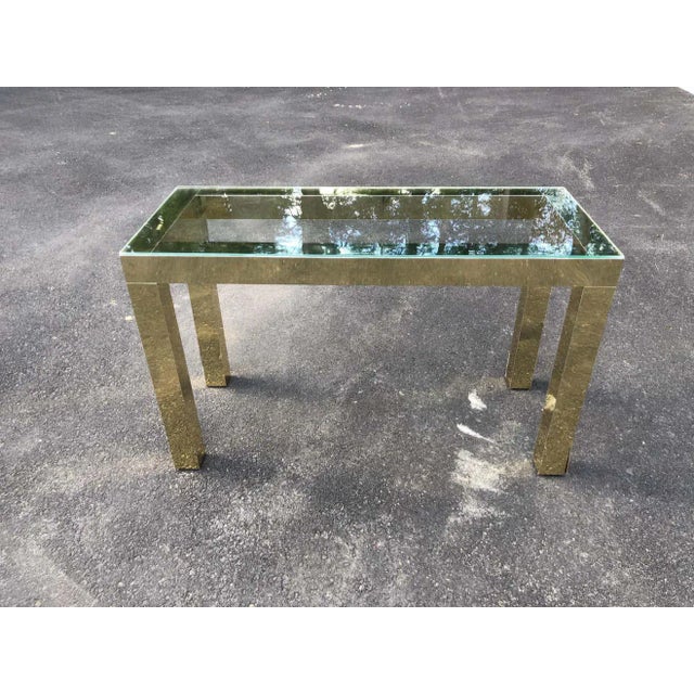Mid-Century Modern Mid-Century Modern Brass and Glass Console Table For Sale - Image 3 of 12