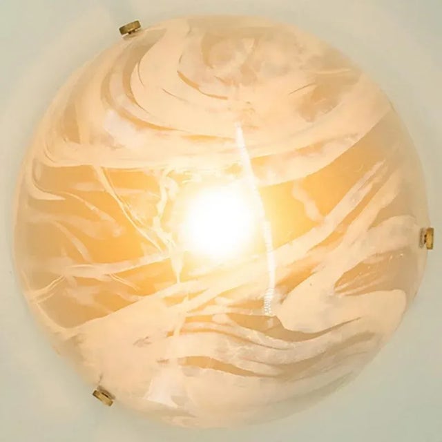 White Round White and Smoked Marbled Glass Flush Mount from Hillebrand, Germany, 1960s For Sale - Image 8 of 17