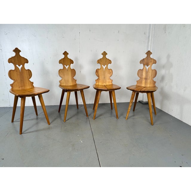 Tiroler Brutalist Handmade Wood Dining Chairs, 1960s, Set of 4 For Sale - Image 10 of 10