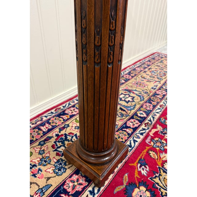Antique French Oak Corinthian Column Pedestal Plant Stand Newel Post For Sale - Image 16 of 16