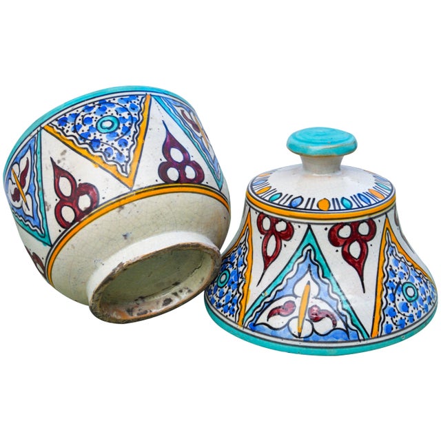 Early 20th Century Moorish Ceramic Box W/ Pattern For Sale - Image 10 of 12