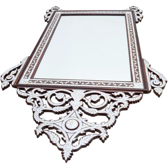 Vintage ArabesquePatterned MotherOfPearl Console Table & Mirror Set