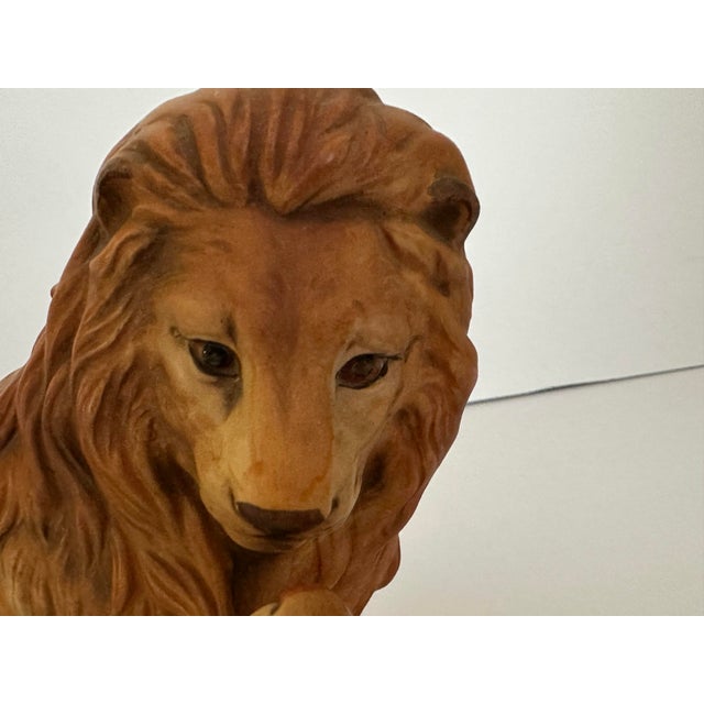 Brown Vintage Mid-Late 20th Century Ceramic Lion & Cub Figurine For Sale - Image 8 of 8