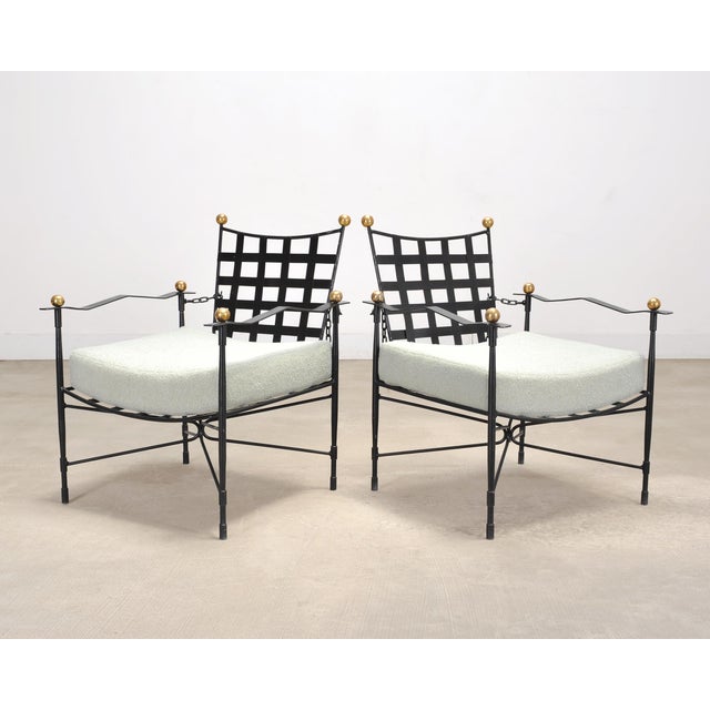 Pair of Mario Papperzini Amalfi Iron Lounge Chairs and Ottomans For Sale In Sacramento - Image 6 of 18