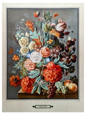 Joseph Nigg, Still Life with Flowers, Fruits and Butterflies, Original Lithograph, 1943