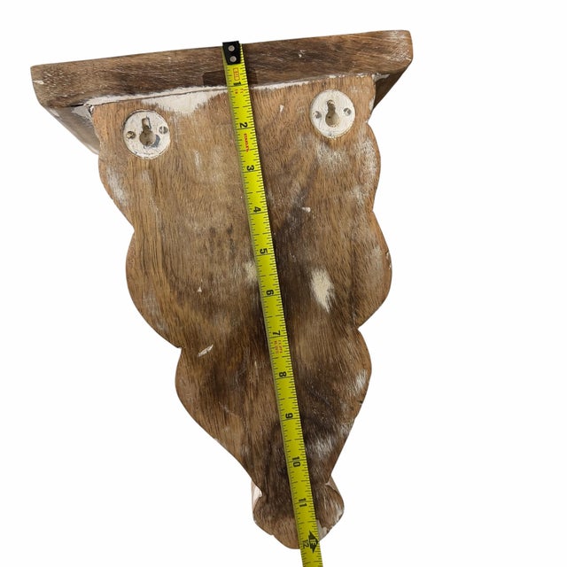 Vintage Hand Carved Wooden Decorative Display Wall Bracket - A Pair For Sale - Image 4 of 6