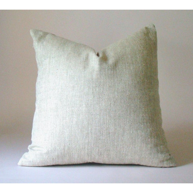 Ivory & Sage Green Raw Silk Tweed Pillow Cover Chairish