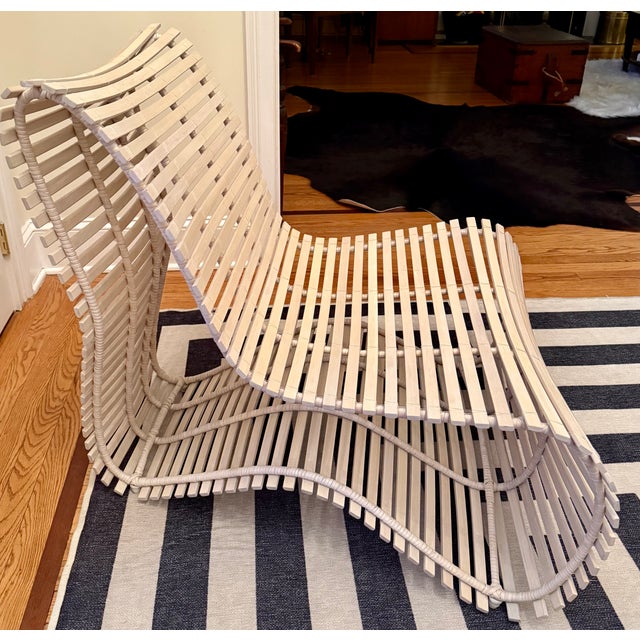 Modern 1980s English Willow Bat Slat Lounge Chair For Sale - Image 3 of 17