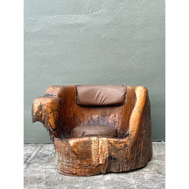 Vintage Tree Trunk Barrel Chair For Sale - Image 11 of 12