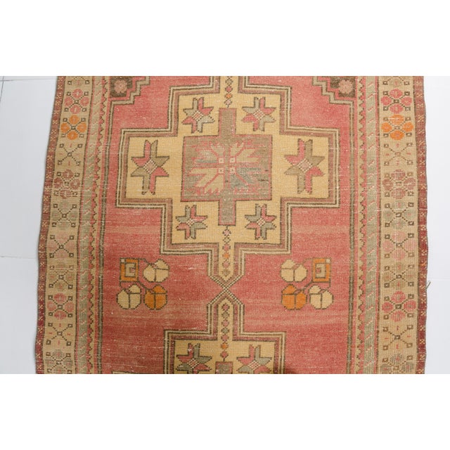 Textile Bohemian Antique Wool Vintage Carpet For Sale - Image 7 of 8