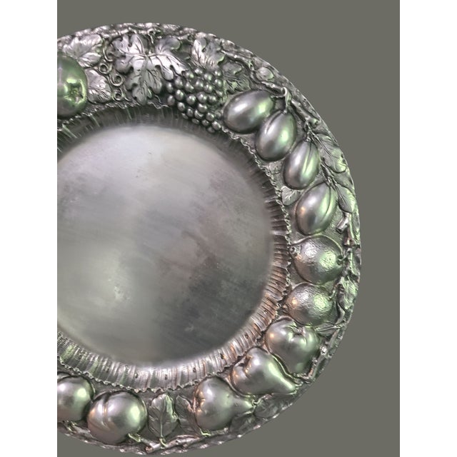 Late 20th Century Vintage Large Cipolla Pewter Serving Tray Adorn With Fruit For Sale - Image 5 of 8