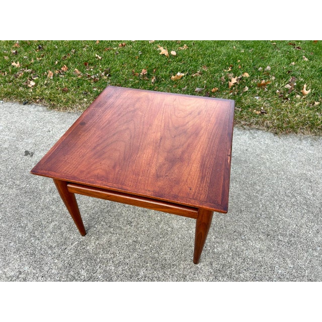 Mid-Century Modern Vintage Heritage Mid-Century Danish Modern Solid Walnut Side Table | Sculpted Minimalist Accent Table | MCM End Table For Sale - Image 3 of 12