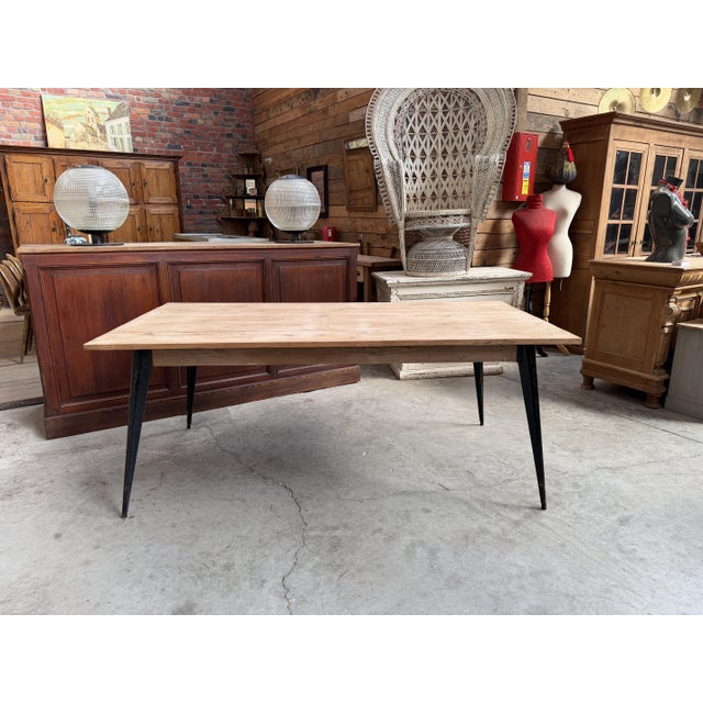 This antique fir table has been completely restored and modified to incorporate the iconic Tolix legs. This combination...