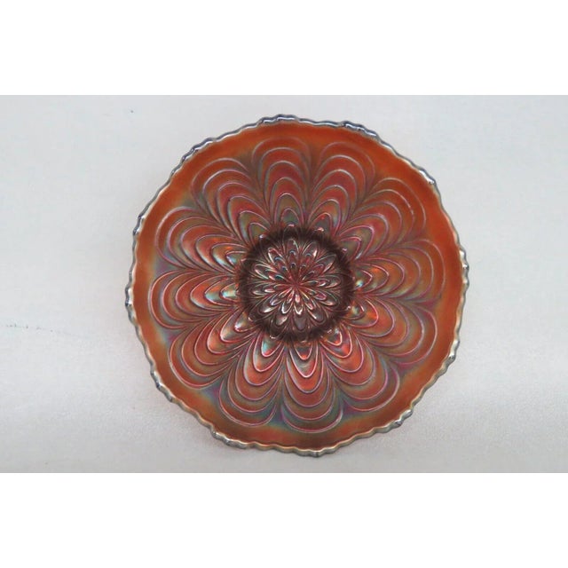 Fenton Amethyst Carnival Glass Peacock Tail Scalloped Edge Candy Dish Bowl For Sale - Image 9 of 11