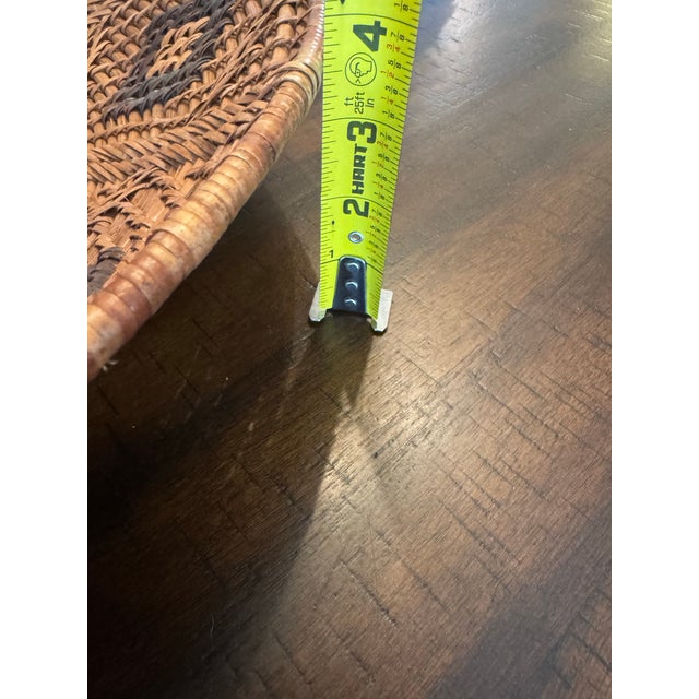 Vintage Handwoven Wall Basket - 18" Southwestern Boho Basket Tray With Diamond Motif & Spiral Center For Sale In Raleigh - Image 6 of 10