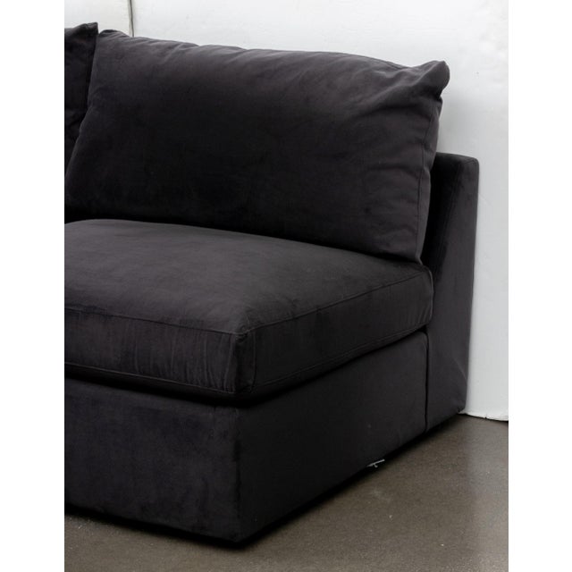 Modern Dark Velvet Upholstered Modular Sofa For Sale - Image 11 of 14