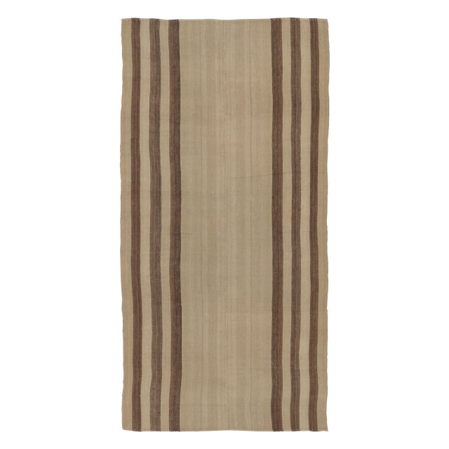 Rug & Kilim Rug & Kilim's Contemporary Rez Kilim With Brown Striped Design For Sale - Image 4 of 8