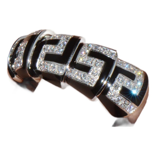 Vintage Roberto Coin Cobra 0.40ct Diamond Articulating Ring in Solid 18k White Gold, Size 8 For Sale