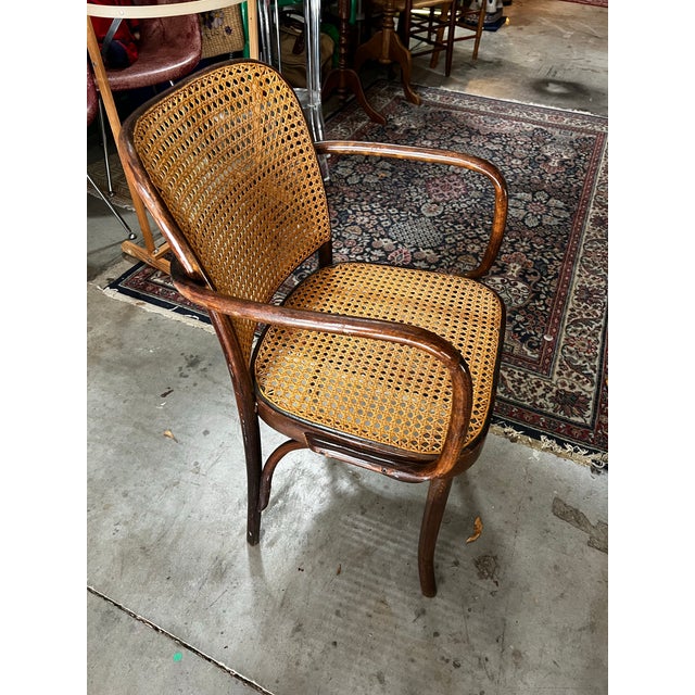 1970s Vintage Prague Model Wooden and Caned Accent Chair For Sale In Atlanta - Image 6 of 6