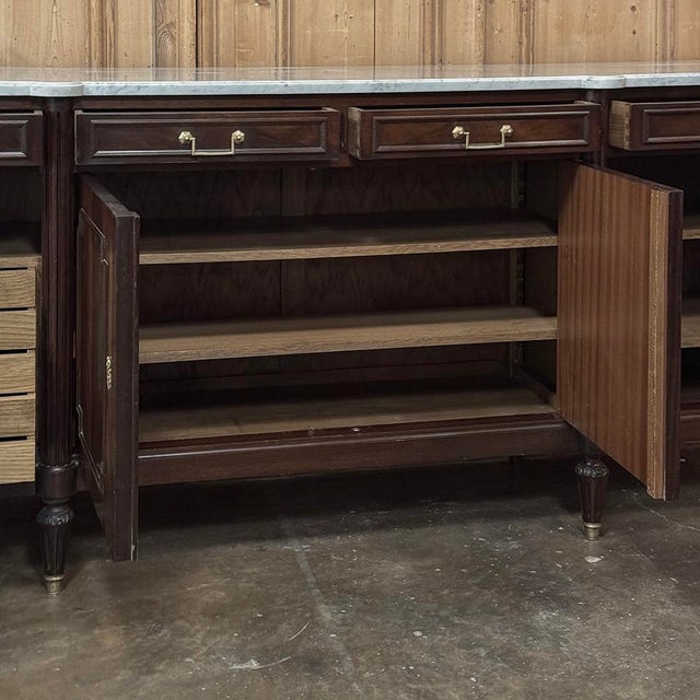 French Louis XVI Mahogany Buffet With Carrara Marble For Sale - Image 14 of 18