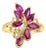 Marquise Ruby Leaf Floral Cluster Ring 14k Yellow Gold, Size 8 For Sale