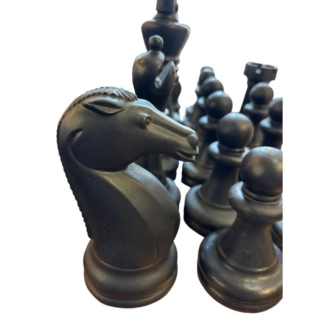 Wood Large Staunton Style Wooden Chess Set With Matching Wood Inlaid Board For Sale - Image 7 of 9