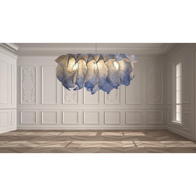 Blue Nebula Grande Hand Painted Pendant Lamp by Mirei Monticelli For Sale - Image 4 of 7