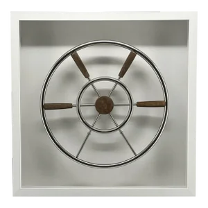 Vintage Ships Wheel Chrome & Teak Framed