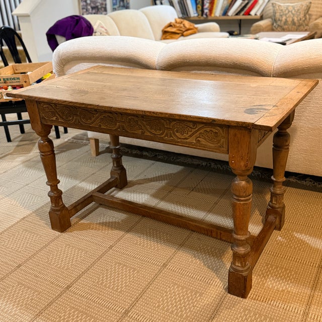 Antique Writing Desk With Carved Drawer For Sale - Image 4 of 13