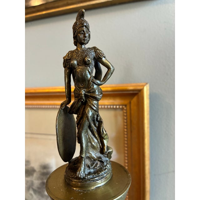 Black Pair of Grand Tour Marble Column Statues With Neoclassical Figures, Late 1800’s For Sale - Image 8 of 11