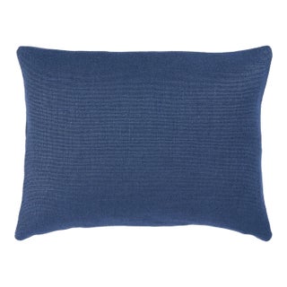 Schumacher Piet Performance Linen 18" Lumbar Pillow In Indigo For Sale