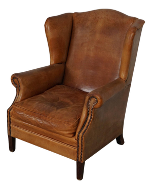 Vintage Dutch Club Chair in Cognac Colored Leather