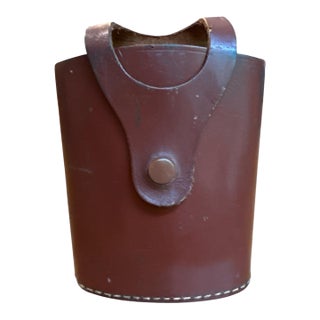 1950’s Leather Hip Flask Liquor Case For Sale