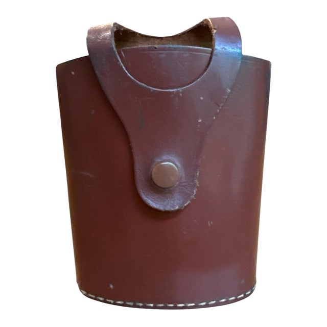 1950’s Leather Hip Flask Liquor Case For Sale