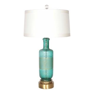 Green Hollywood Regency Murano Lamp, C. 1960