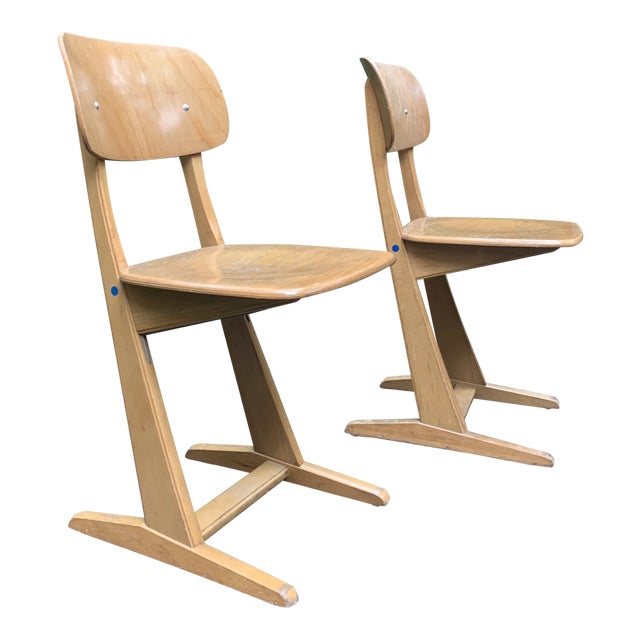 Mid Century Modern German School Chairs By Casala A Pair Chairish
