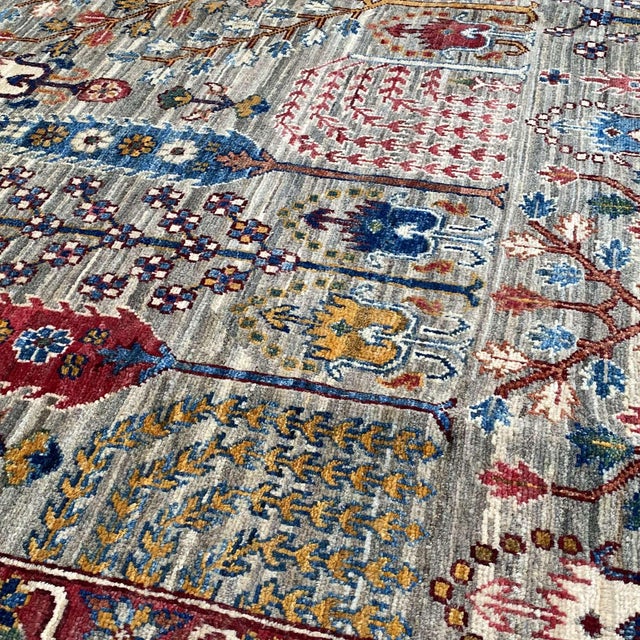 Greige Grey Persian Bakhtiari Garden Hand-Knotted Wool Rug - 9' X 11'11" For Sale - Image 8 of 17