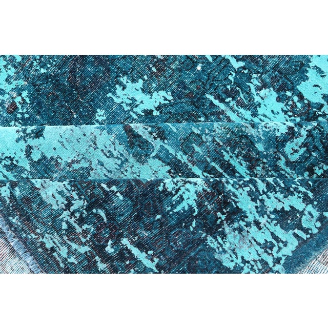 Luxurious Modern Design Vintage Rug in Shades of Blue, Turquoise, Teal and Green For Sale - Image 4 of 13