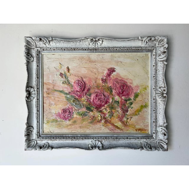 70's V Muoio Heavy Impasto Impressionist Still Life Painting For Sale - Image 12 of 12