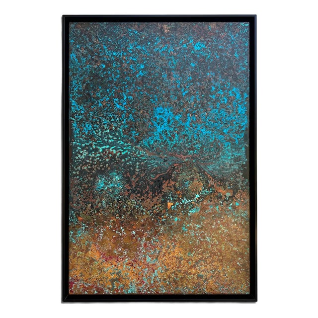 Copper Wall Art With Blue & Green Patina For Sale