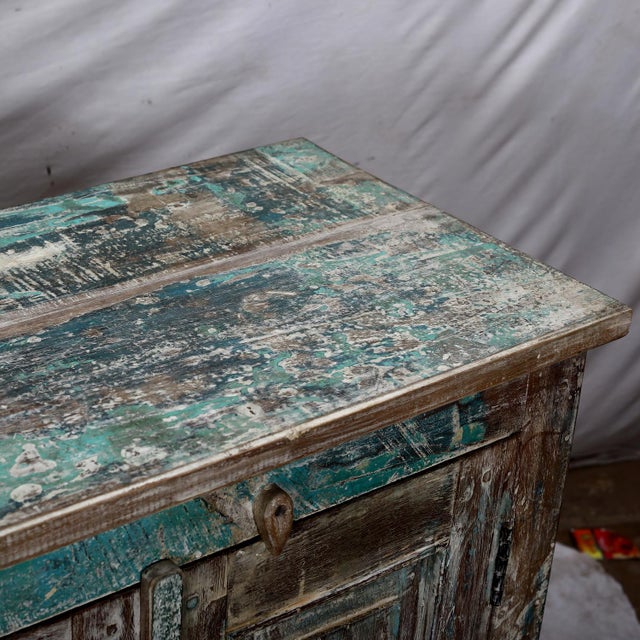 Indian Sideboard Made From Antique Indian Teakwood Architectural Elements For Sale - Image 3 of 8