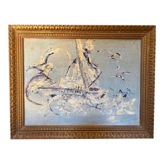 Vintage Abstract Seascape Oil Painting For Sale