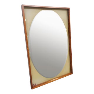 Large Vintage Wall Mirror in Glass & Wood, 1960s For Sale