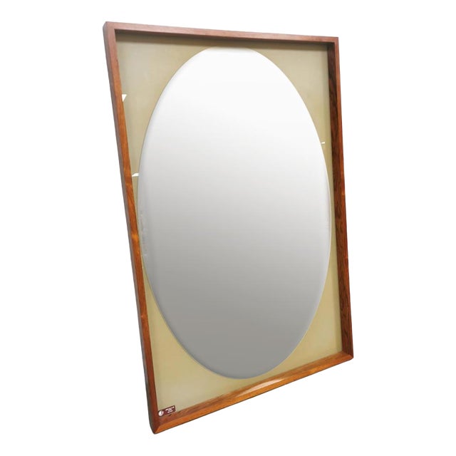 Large Vintage Wall Mirror in Glass & Wood, 1960s For Sale
