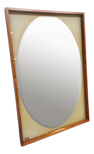 Large Vintage Wall Mirror in Glass & Wood, 1960s