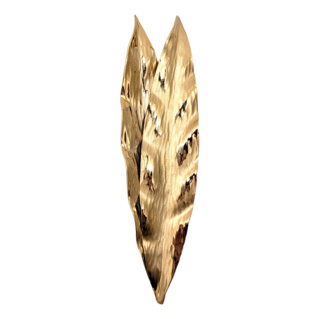 Vintage 1981 Napier Goldtone Frosted Leaves Brooch For Sale