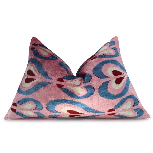 Handmade Pink Silk Velvet Throw Pillow & Down Insert For Sale - Image 4 of 12