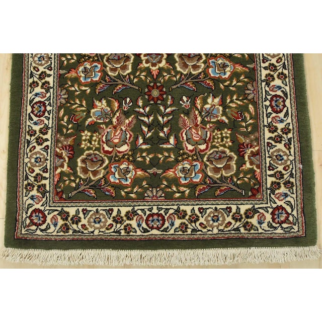 Sarouk Runner 2’4” X 11’6” Green Wool Traditional Hand-Knotted Oriental Rug For Sale - Image 11 of 14