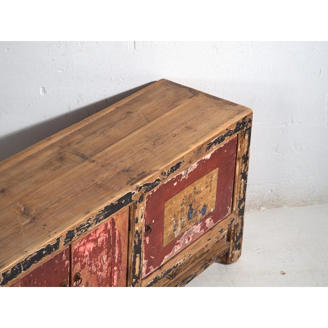 Antique Qing Dynasty Bogu Shanxi Cabinet or Sideboard in Painted Pine For Sale - Image 3 of 14